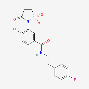 molecular formula C18H16ClFN2O4S B5255053 4-chloro-N-[2-(4-fluorophenyl)ethyl]-3-(1,1,3-trioxo-1lambda6,2-thiazolidin-2-yl)benzamide 