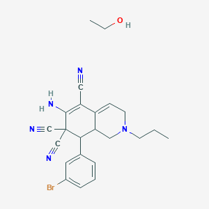 molecular formula C23H26BrN5O B5255072 6-Amino-8-(3-bromophenyl)-2-propyl-1,3,8,8a-tetrahydroisoquinoline-5,7,7-tricarbonitrile;ethanol 