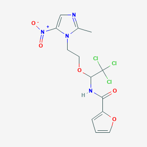 molecular formula C13H13Cl3N4O5 B5255079 N-{2,2,2-trichloro-1-[2-(2-methyl-5-nitro-1H-imidazol-1-yl)ethoxy]ethyl}furan-2-carboxamide 