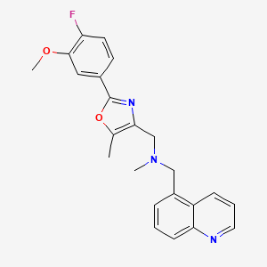 molecular formula C23H22FN3O2 B5255086 N-[[2-(4-fluoro-3-methoxyphenyl)-5-methyl-1,3-oxazol-4-yl]methyl]-N-methyl-1-quinolin-5-ylmethanamine 