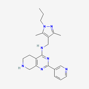 molecular formula C21H27N7 B5255100 N-[(3,5-dimethyl-1-propyl-1H-pyrazol-4-yl)methyl]-2-pyridin-3-yl-5,6,7,8-tetrahydropyrido[3,4-d]pyrimidin-4-amine 