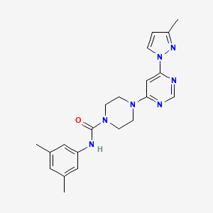 molecular formula C21H25N7O B5255110 N-(3,5-dimethylphenyl)-4-[6-(3-methyl-1H-pyrazol-1-yl)-4-pyrimidinyl]-1-piperazinecarboxamide 