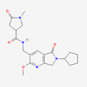 molecular formula C20H26N4O4 B5255126 N-[(6-cyclopentyl-2-methoxy-5-oxo-6,7-dihydro-5H-pyrrolo[3,4-b]pyridin-3-yl)methyl]-1-methyl-5-oxopyrrolidine-3-carboxamide 