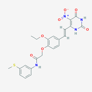 molecular formula C23H22N4O7S B5255140 2-{2-ethoxy-4-[2-(5-nitro-2,6-dioxo-1,2,3,6-tetrahydro-4-pyrimidinyl)vinyl]phenoxy}-N-[3-(methylthio)phenyl]acetamide 