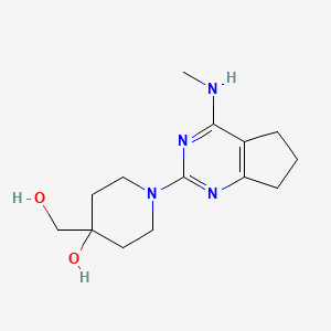 molecular formula C14H22N4O2 B5255168 4-(hydroxymethyl)-1-[4-(methylamino)-6,7-dihydro-5H-cyclopenta[d]pyrimidin-2-yl]piperidin-4-ol 