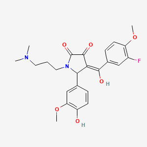 molecular formula C24H27FN2O6 B5255200 1-[3-(dimethylamino)propyl]-4-(3-fluoro-4-methoxybenzoyl)-3-hydroxy-5-(4-hydroxy-3-methoxyphenyl)-2,5-dihydro-1H-pyrrol-2-one 