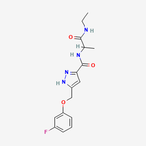 molecular formula C16H19FN4O3 B5255243 N-[2-(ethylamino)-1-methyl-2-oxoethyl]-5-[(3-fluorophenoxy)methyl]-1H-pyrazole-3-carboxamide 