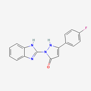 molecular formula C16H11FN4O B5255248 1-(1H-benzimidazol-2-yl)-3-(4-fluorophenyl)-1H-pyrazol-5-ol 