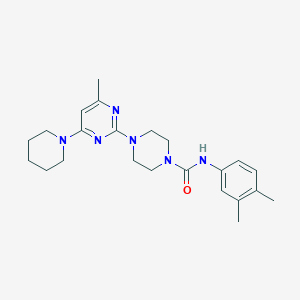 molecular formula C23H32N6O B5255410 N-(3,4-dimethylphenyl)-4-[4-methyl-6-(1-piperidinyl)-2-pyrimidinyl]-1-piperazinecarboxamide 