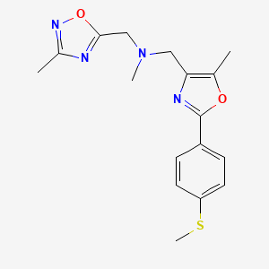 molecular formula C17H20N4O2S B5255433 N-methyl-1-{5-methyl-2-[4-(methylthio)phenyl]-1,3-oxazol-4-yl}-N-[(3-methyl-1,2,4-oxadiazol-5-yl)methyl]methanamine 