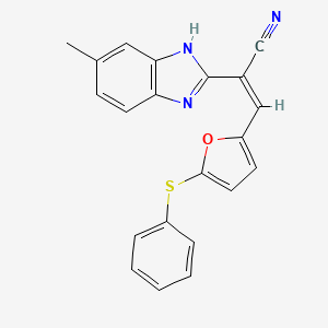 molecular formula C21H15N3OS B5255457 (Z)-2-(6-methyl-1H-benzimidazol-2-yl)-3-(5-phenylsulfanylfuran-2-yl)prop-2-enenitrile 