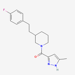 molecular formula C18H22FN3O B5255474 [3-[2-(4-fluorophenyl)ethyl]piperidin-1-yl]-(5-methyl-1H-pyrazol-3-yl)methanone 