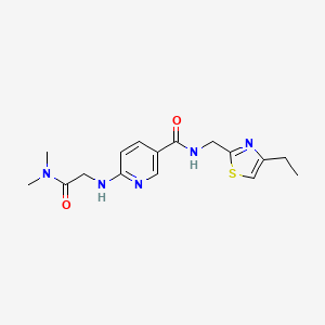 molecular formula C16H21N5O2S B5255483 6-{[2-(dimethylamino)-2-oxoethyl]amino}-N-[(4-ethyl-1,3-thiazol-2-yl)methyl]nicotinamide 