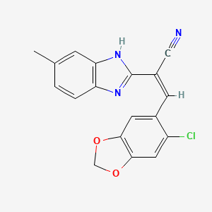 (2Z)-3-(6-chloro-1,3-benzodioxol-5-yl)-2-(5-methyl-1H-benzimidazol-2-yl)prop-2-enenitrile