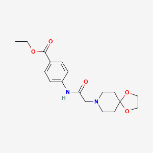 molecular formula C18H24N2O5 B5255554 ethyl 4-[(1,4-dioxa-8-azaspiro[4.5]dec-8-ylacetyl)amino]benzoate 