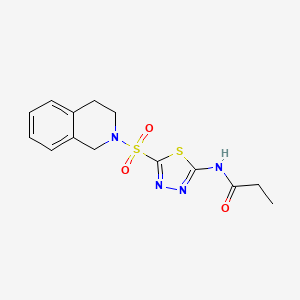 molecular formula C14H16N4O3S2 B5255555 N-[5-(3,4-dihydro-2(1H)-isoquinolinylsulfonyl)-1,3,4-thiadiazol-2-yl]propanamide 