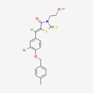 molecular formula C21H20BrNO3S2 B5255636 5-{3-bromo-4-[(4-methylbenzyl)oxy]benzylidene}-3-(2-methoxyethyl)-2-thioxo-1,3-thiazolidin-4-one 