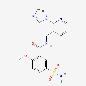 molecular formula C17H17N5O4S B5255672 5-(aminosulfonyl)-N-{[2-(1H-imidazol-1-yl)pyridin-3-yl]methyl}-2-methoxybenzamide 