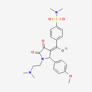 molecular formula C24H29N3O6S B5255724 4-{[1-[2-(dimethylamino)ethyl]-4-hydroxy-2-(4-methoxyphenyl)-5-oxo-2,5-dihydro-1H-pyrrol-3-yl]carbonyl}-N,N-dimethylbenzenesulfonamide 