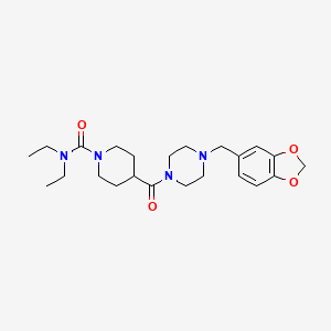 molecular formula C23H34N4O4 B5255732 4-{[4-(1,3-benzodioxol-5-ylmethyl)piperazin-1-yl]carbonyl}-N,N-diethylpiperidine-1-carboxamide 