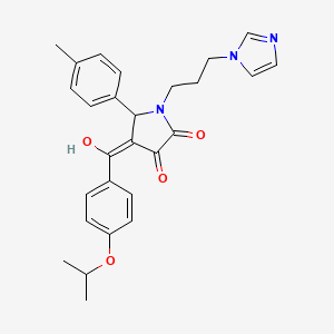 3-hydroxy-1-[3-(1H-imidazol-1-yl)propyl]-4-(4-isopropoxybenzoyl)-5-(4-methylphenyl)-1,5-dihydro-2H-pyrrol-2-one