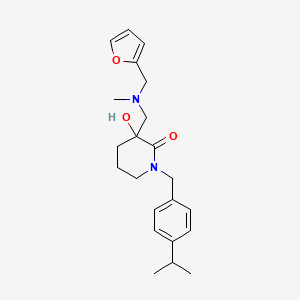 molecular formula C22H30N2O3 B5255905 3-{[(2-furylmethyl)(methyl)amino]methyl}-3-hydroxy-1-(4-isopropylbenzyl)piperidin-2-one 