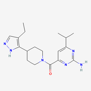 molecular formula C18H26N6O B5255912 4-{[4-(4-ethyl-1H-pyrazol-5-yl)piperidin-1-yl]carbonyl}-6-isopropylpyrimidin-2-amine 