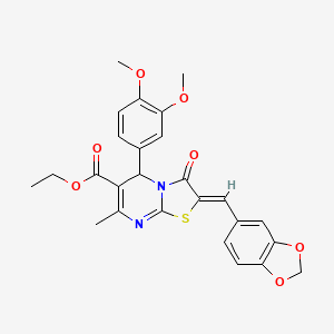 ethyl (2Z)-2-(1,3-benzodioxol-5-ylmethylidene)-5-(3,4-dimethoxyphenyl)-7-methyl-3-oxo-2,3-dihydro-5H-[1,3]thiazolo[3,2-a]pyrimidine-6-carboxylate