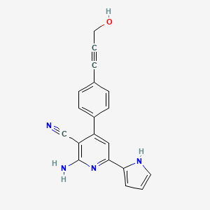 molecular formula C19H14N4O B5255995 2-amino-4-[4-(3-hydroxyprop-1-yn-1-yl)phenyl]-6-(1H-pyrrol-2-yl)nicotinonitrile 