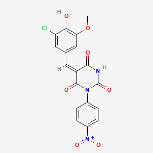 (5E)-5-[(3-chloro-4-hydroxy-5-methoxyphenyl)methylidene]-1-(4-nitrophenyl)-1,3-diazinane-2,4,6-trione