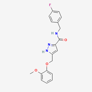 N-[(4-fluorophenyl)methyl]-5-[(2-methoxyphenoxy)methyl]-1H-pyrazole-3-carboxamide