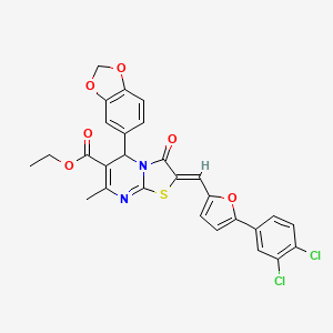 ethyl 5-(1,3-benzodioxol-5-yl)-2-{[5-(3,4-dichlorophenyl)-2-furyl]methylene}-7-methyl-3-oxo-2,3-dihydro-5H-[1,3]thiazolo[3,2-a]pyrimidine-6-carboxylate