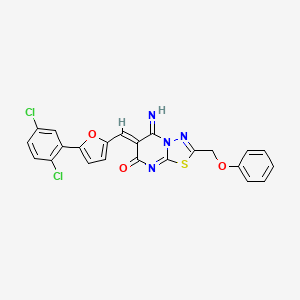 molecular formula C23H14Cl2N4O3S B5256044 (6Z)-6-{[5-(2,5-dichlorophenyl)furan-2-yl]methylidene}-5-imino-2-(phenoxymethyl)-5,6-dihydro-7H-[1,3,4]thiadiazolo[3,2-a]pyrimidin-7-one 