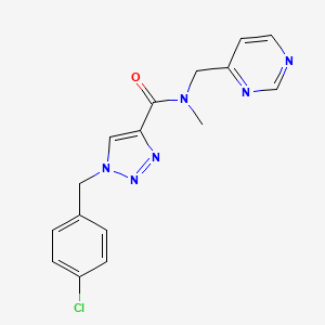 molecular formula C16H15ClN6O B5256113 1-(4-chlorobenzyl)-N-methyl-N-(4-pyrimidinylmethyl)-1H-1,2,3-triazole-4-carboxamide 