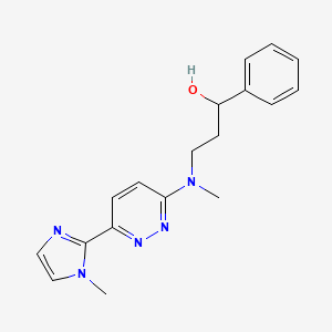 molecular formula C18H21N5O B5256120 3-{methyl[6-(1-methyl-1H-imidazol-2-yl)pyridazin-3-yl]amino}-1-phenylpropan-1-ol 