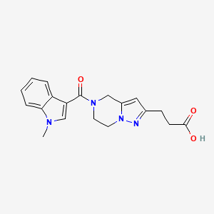 molecular formula C19H20N4O3 B5256186 3-{5-[(1-methyl-1H-indol-3-yl)carbonyl]-4,5,6,7-tetrahydropyrazolo[1,5-a]pyrazin-2-yl}propanoic acid 