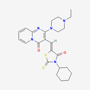 molecular formula C24H29N5O2S2 B5256284 3-[(Z)-(3-cyclohexyl-4-oxo-2-thioxo-1,3-thiazolidin-5-ylidene)methyl]-2-(4-ethylpiperazin-1-yl)-4H-pyrido[1,2-a]pyrimidin-4-one CAS No. 432515-12-3