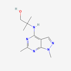 molecular formula C11H17N5O B5256302 2-[(1,6-dimethyl-1H-pyrazolo[3,4-d]pyrimidin-4-yl)amino]-2-methyl-1-propanol 