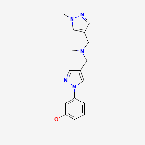 molecular formula C17H21N5O B5256306 1-[1-(3-methoxyphenyl)-1H-pyrazol-4-yl]-N-methyl-N-[(1-methyl-1H-pyrazol-4-yl)methyl]methanamine 