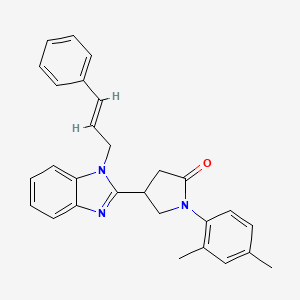 molecular formula C28H27N3O B5256329 1-(2,4-DIMETHYLPHENYL)-4-{1-[(2E)-3-PHENYLPROP-2-EN-1-YL]-1H-1,3-BENZODIAZOL-2-YL}PYRROLIDIN-2-ONE 