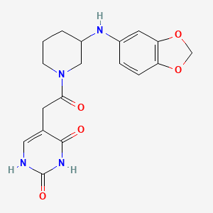 molecular formula C18H20N4O5 B5256369 5-{2-[3-(1,3-benzodioxol-5-ylamino)-1-piperidinyl]-2-oxoethyl}-2,4(1H,3H)-pyrimidinedione 