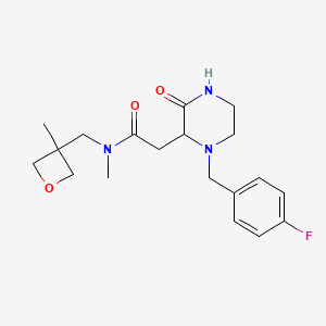 2-[1-(4-fluorobenzyl)-3-oxo-2-piperazinyl]-N-methyl-N-[(3-methyl-3-oxetanyl)methyl]acetamide