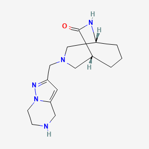 molecular formula C15H23N5O B5256387 (1R,5R)-3-(4,5,6,7-tetrahydropyrazolo[1,5-a]pyrazin-2-ylmethyl)-3,9-diazabicyclo[3.3.2]decan-10-one 