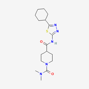 N~4~-(5-cyclohexyl-1,3,4-thiadiazol-2-yl)-N~1~,N~1~-dimethylpiperidine-1,4-dicarboxamide