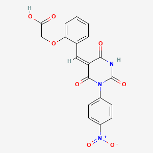 2-[2-[(E)-[1-(4-nitrophenyl)-2,4,6-trioxo-1,3-diazinan-5-ylidene]methyl]phenoxy]acetic acid