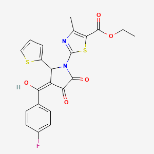 molecular formula C22H17FN2O5S2 B5256454 ethyl 2-[3-(4-fluorobenzoyl)-4-hydroxy-5-oxo-2-(thiophen-2-yl)-2,5-dihydro-1H-pyrrol-1-yl]-4-methyl-1,3-thiazole-5-carboxylate 