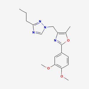 molecular formula C18H22N4O3 B5256457 1-{[2-(3,4-dimethoxyphenyl)-5-methyl-1,3-oxazol-4-yl]methyl}-3-propyl-1H-1,2,4-triazole 