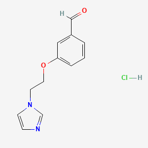 molecular formula C12H13ClN2O2 B5256462 3-(2-Imidazol-1-ylethoxy)benzaldehyde;hydrochloride 