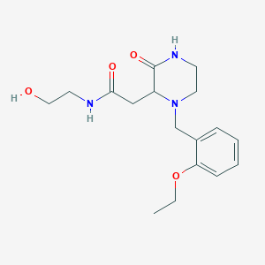 molecular formula C17H25N3O4 B5256493 2-[1-(2-ethoxybenzyl)-3-oxo-2-piperazinyl]-N-(2-hydroxyethyl)acetamide 