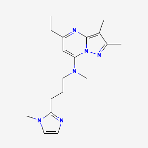 molecular formula C18H26N6 B5256496 5-ethyl-N,2,3-trimethyl-N-[3-(1-methyl-1H-imidazol-2-yl)propyl]pyrazolo[1,5-a]pyrimidin-7-amine 